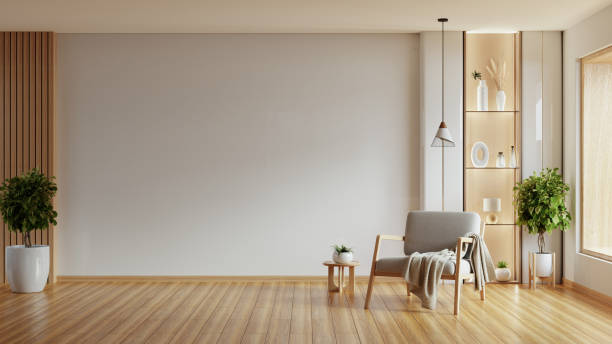 istock Bright interior design  have armchair and decor accessories with white color wall,Minimal living room- 3D rendering 2178229041