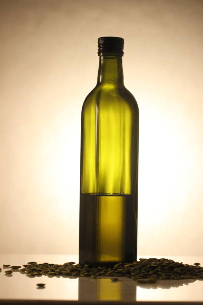 pumpkin seed oil on a white background