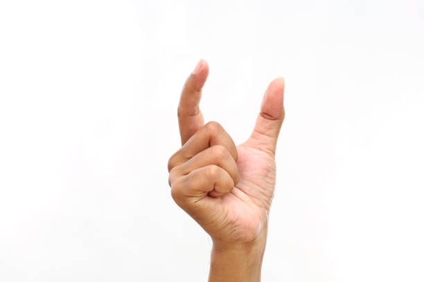 istock Letter U Hand sign language alphabet in Bisindo. Bisindo is a sign language that developed naturally in Indonesia. 2178232278