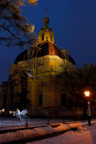 Wroclaw, Poland, December 14, 2021: illuminated Wroclaw Cathedral in the evening
