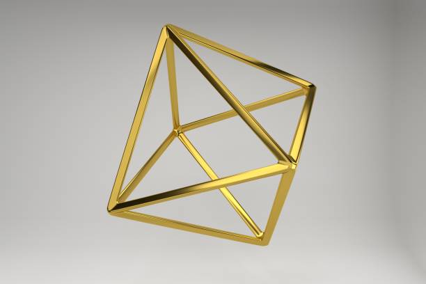 istock Realistic 3d rendering of golden octahedron. 2178233923