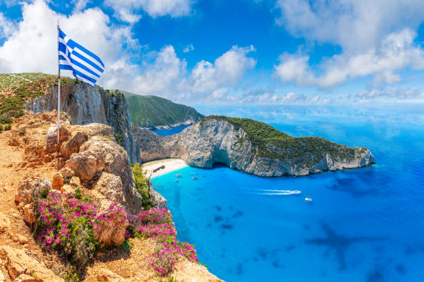 Landscape with Navagio beach, Zakynthos islands, Greece