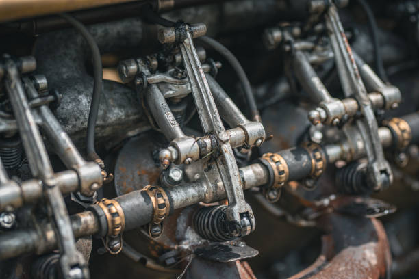 istock Vintage car with engine on display, Monarch veteran car. 2178240688