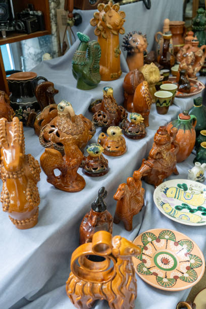 istock Different figurines. Ukrainian dishes. Clay ceramics. Old decor. 2178242095
