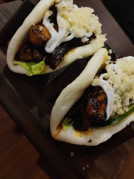 istock Roasted Chicken Strips in Bao Buns - stock photo 2178243561