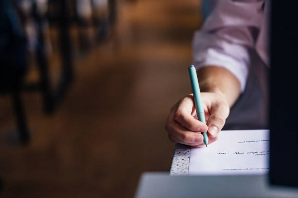 Handwriting on Paper in a Quiet College Setting, Taking an Exam
