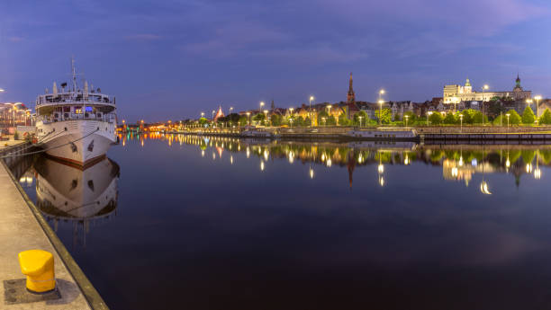 istock Night view of Szczecin riverfront, Poland 2178259715
