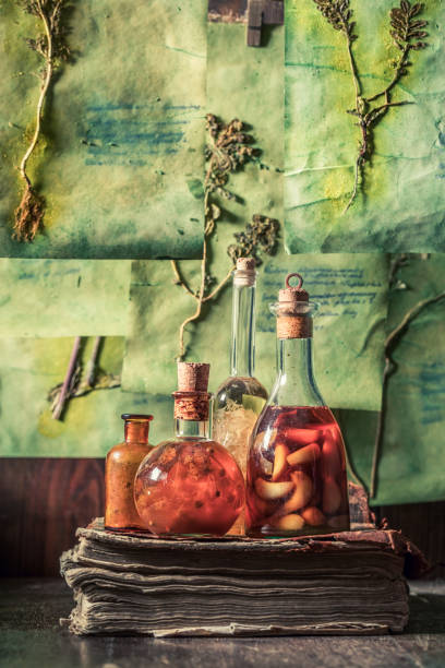istock Creepy herbal workshop with dried herbs as Halloween background 2178262228