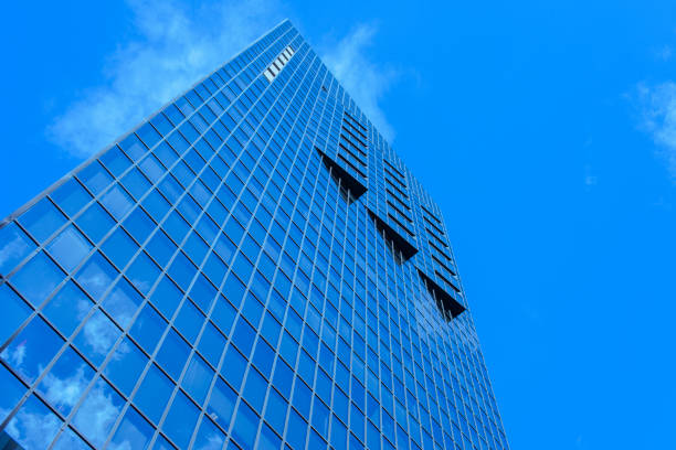 Modern office buildings in the financial district. Office buildings. glass buildings background. Windows of Skyscraper. Business Office. Corporate building