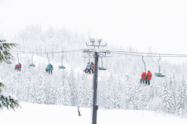 Chairlift in a foggy day