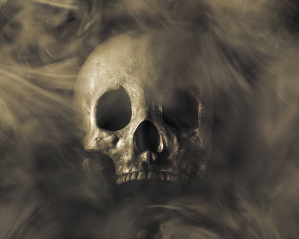 istock Terrifying human skull, haunted spirt, or frightening ghost rising from the mist. 2178274064