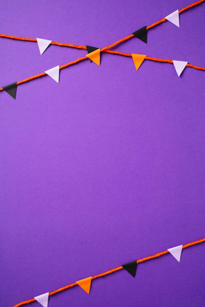 istock Halloween purple background with festive bunting flags 2178275963
