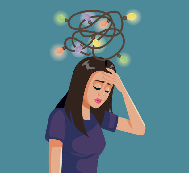 istock Unhappy Woman Suffering from Holiday Blues Vector Illustration 2178276560