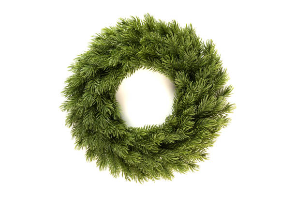 istock Christmas wreath made of artificial spruce branches for home decoration, on a white background 2178278067