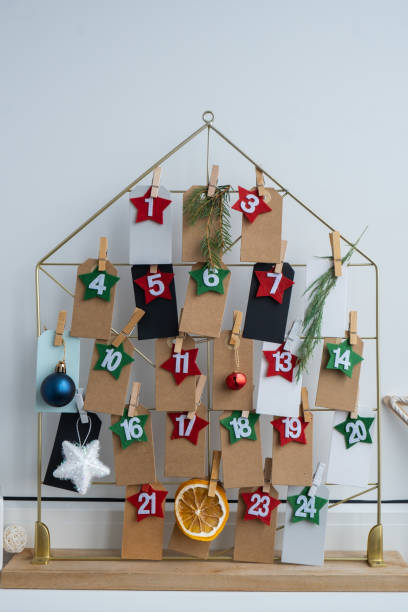 istock Step by step instruction of making handmade Christmas advent calendar. Creative craft homemade decor. New year celebration. Winter 2178284145