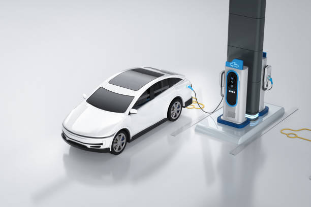 istock Ev car or electric vehicle plug in at recharging station 2178287603