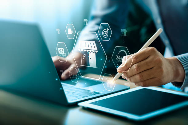istock Ecommerce enables buying and selling goods and services conveniently online through websites or platforms, available 24/7. Business and trading around the world, online shopping 2178288882