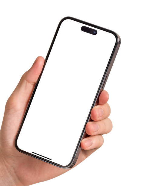 istock Hand showing smartphone with blank screen isolated on white background. Concept for business and financial, Technology, Product advertising, Marketing, Education and leaning, Travel, Social media, Politics and government. 2178290719