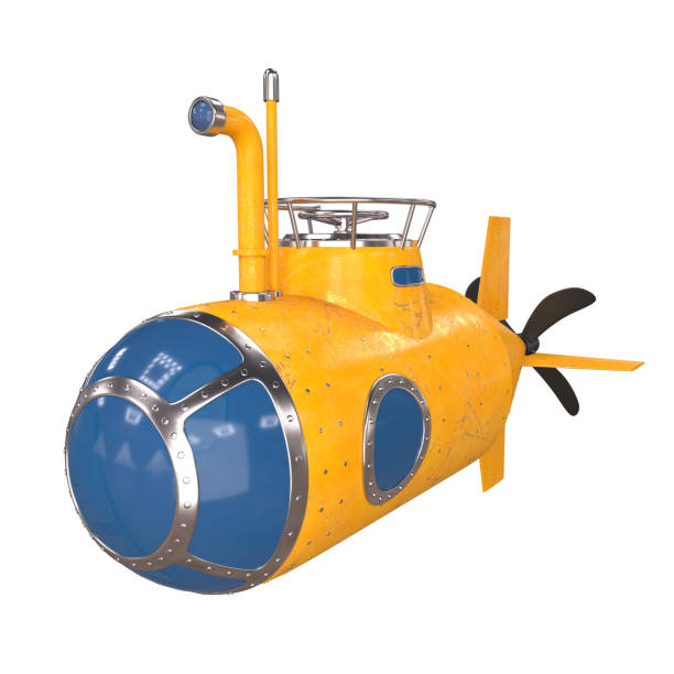 istock Yellow submarine with periscope isolated on white background 2178293288