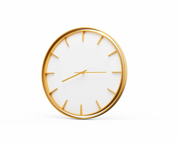istock Minimalistic Golden Frame Wall Clock 08:15 Eight Fifteen 8:15 For Modern Interiors 3D Illustration 2178294183