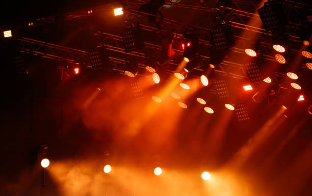 istock Red-orange color on stage at a concert 2178296166