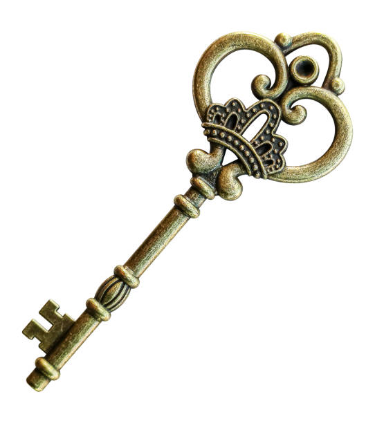 istock Golden old key isolated on white background with clipping path 2178297171