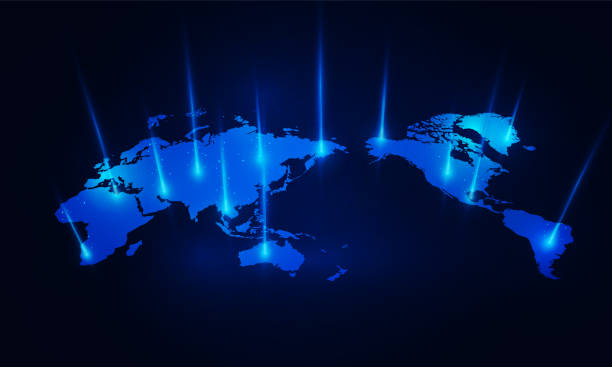 istock Abstract Map of the planet. World map. Global social network. Future. Blue futuristic background with planet Earth. Internet and technology. Hitech communication concept innovation background, vector design 2178299223