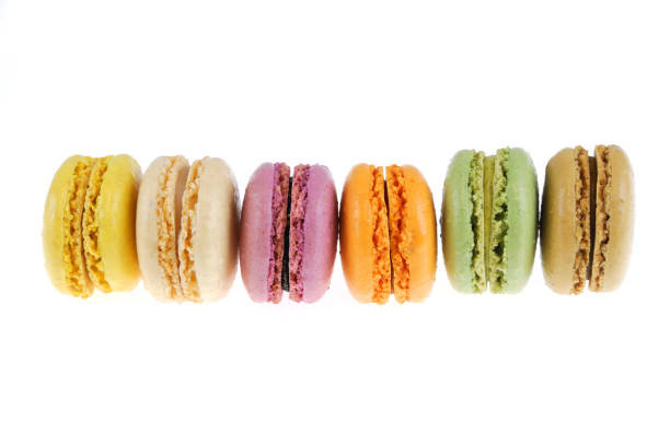 istock Colorful macarons isolated on the white background 2178300001