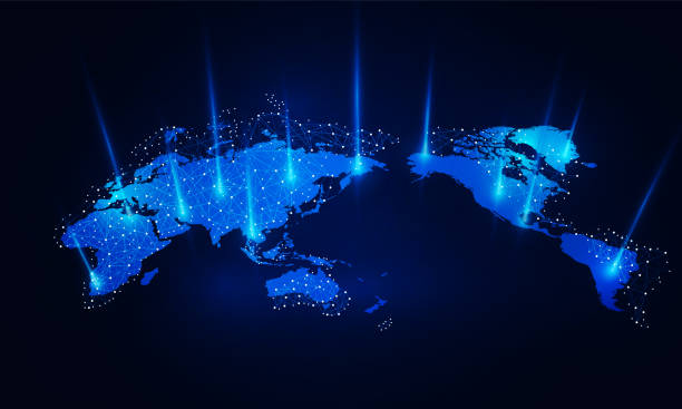 istock Abstract Map of the planet. World map. Global social network. Future. Blue futuristic background with planet Earth. Internet and technology. Hitech communication concept innovation background, vector design 2178300833