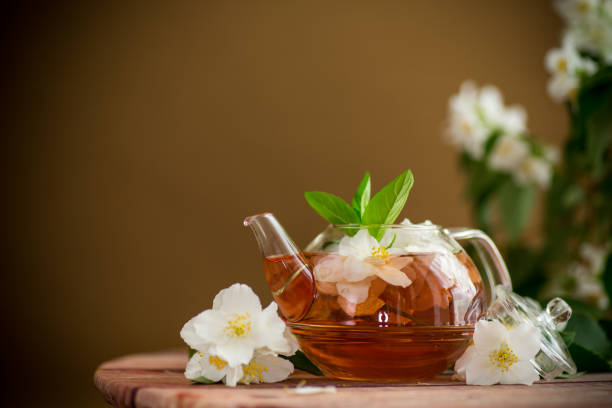 istock jasmine flower tea in a glass teapot 2178300855