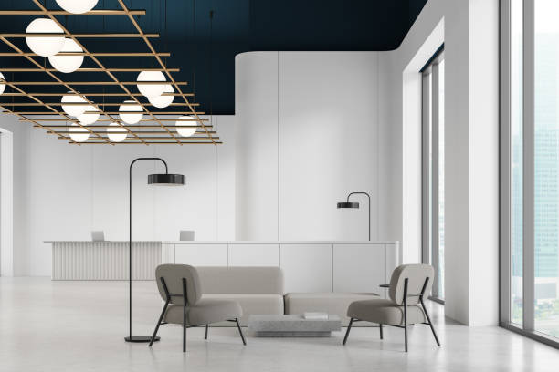 istock Modern office lobby interior with minimalist design. 3D Rendering 2178301789