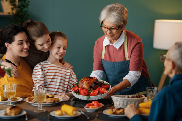 istock Family celebrating Thanksgiving Day 2178302429