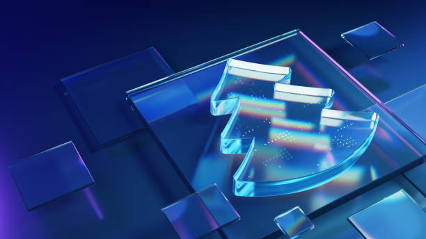 Futuristic Transparent Christmas Tree on Digital Background