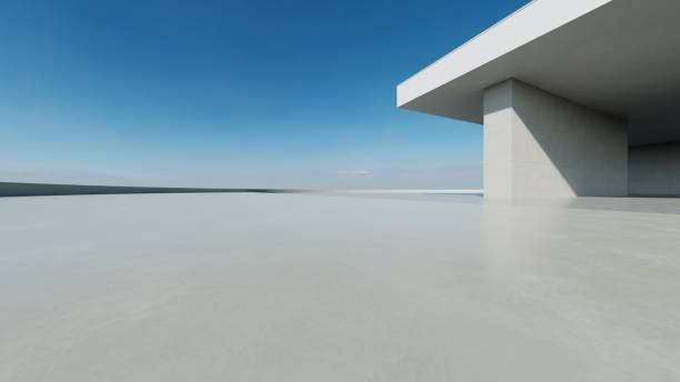 istock 3d render of abstract modern concrete architecture with empty cement floor, minimal exterior, car presentation background 2178308891