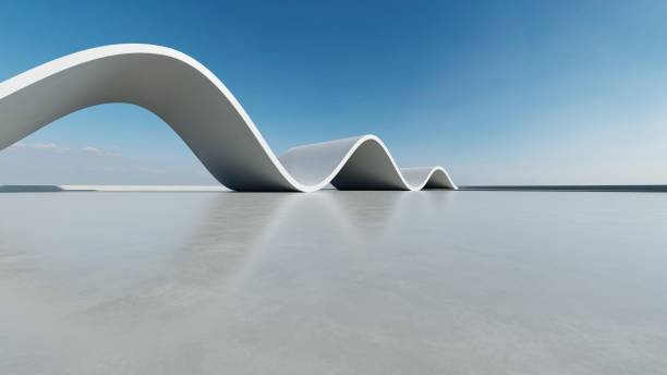 istock 3d render of abstract curve structure futuristic architecture with empty concrete floor 2178309037