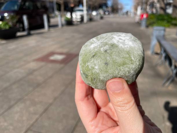 istock Mochi with mugwort held in hand 2178312691