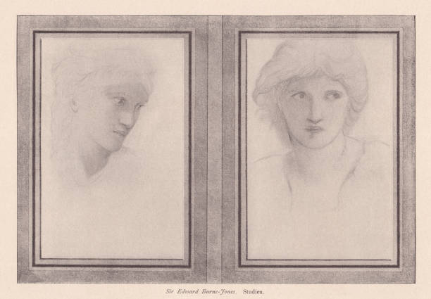 istock Studies of Women's Faces, drawn by Burne-Jones, halftone print, 1895 2178317529
