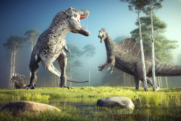 Dinosaurs in nature. stock photo