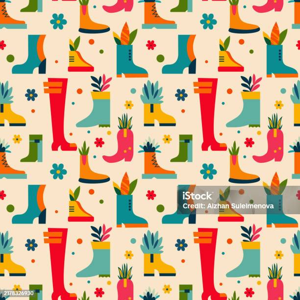 Boot Design Pattern Boots Pattern 1 Stock Illustration - Download Image Now - Autumn ...
