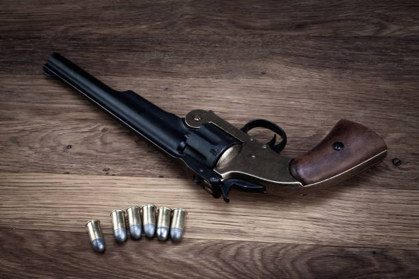 istock Old West .44 caliber single action revolver gun with rounds 2178327194