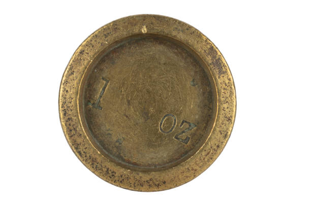 istock Old rusty 1 ounce weight for scales 2178327353