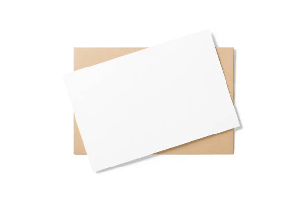 istock Opened brown paper envelope mockup with paper sheet isolated on a white background. 2178328581