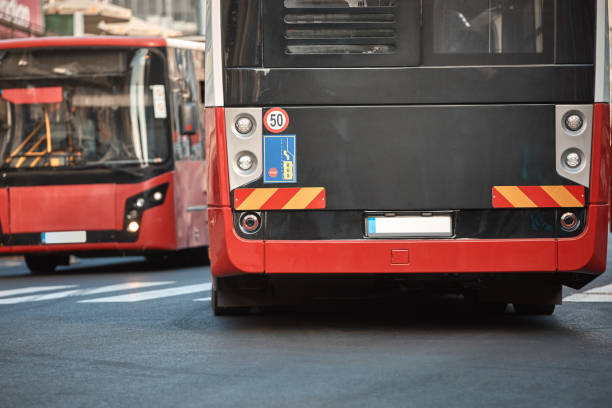 istock Red bus for public transportation parked on a station. 2178329749