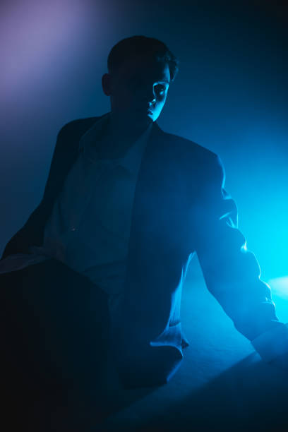 istock Man in studio. with neon light. Silhouette. Art portrait 2178331559