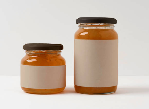 istock Glass bottle Jar with jam or mustard or  ingredient  on white background, studio Photo 2178331604