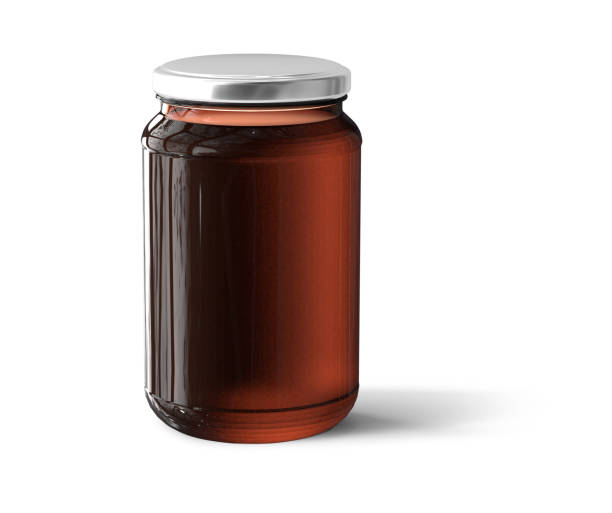 istock Glass bottle Jar with jam or mustard or  ingredient  on white background, studio Photo 2178331676