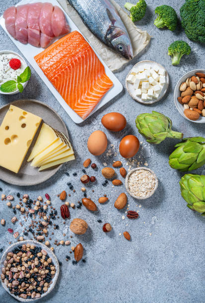 istock Assorted healthy protein sources for body building and healthy eating on a kitchen table. 2178335278