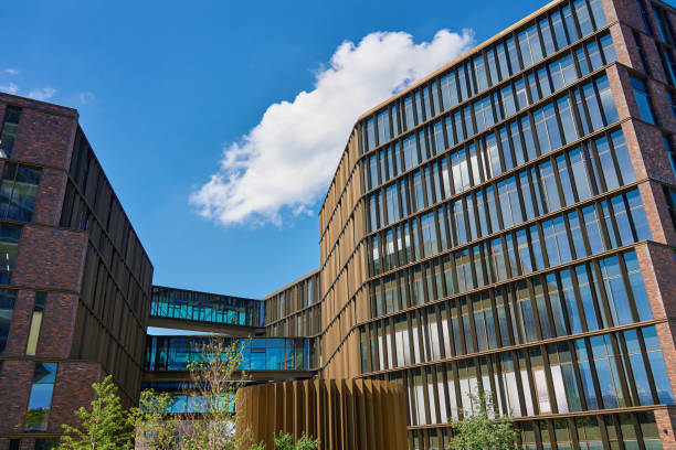 istock Modern Office Buildings with Glass Facades and Skybridge 2178338684