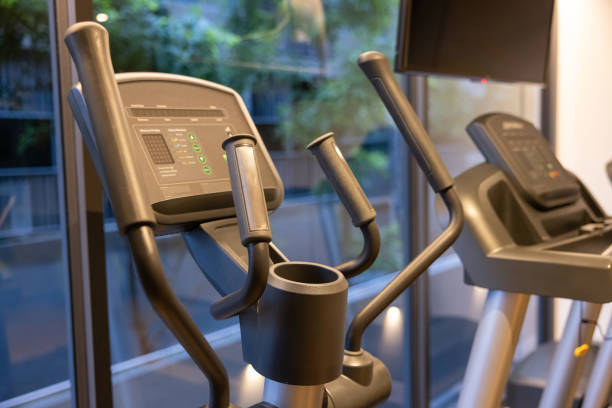 istock A stationary bike with a cup holder on the handlebars 2178338904