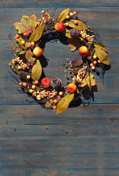 Autumn wreath with copy space